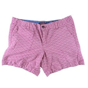 Merona Pink White Patterned Shorts 100% Cotton Size 10 Maximalist Eclectic